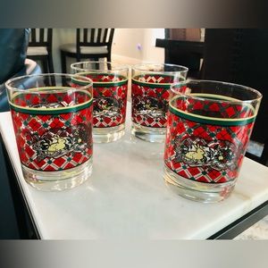 Vintage Set of (4) Noritake Japan Royal Hunt 14 Oz Bar Cocktail/Drinking Glasses